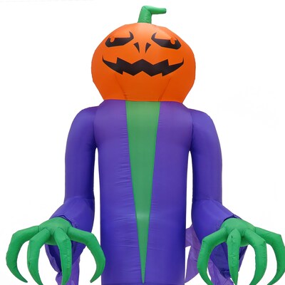 National Tree Company 12' Inflatable Halloween Pumpkin Ghost, 4 White LED lights- UL (MZ17-HLN2064360)