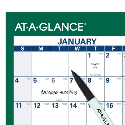 2026 AT-A-GLANCE 32" x 48" Yearly Dry Erase Wall Calendar, Reversible, White/Green (PM310-28-26)