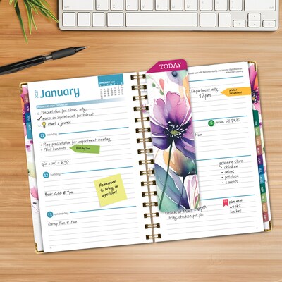 2027 Excello Brands 5.5 x 8 Weekly & Monthly Planner, Paperboard Cover, Rainbow Floral (ORY27-FSH58-53)