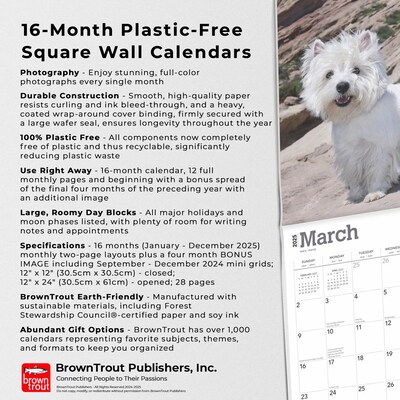 2025 BrownTrout West Highland White Terriers 12" x 12" Monthly Wall Calendar (9781975477974)