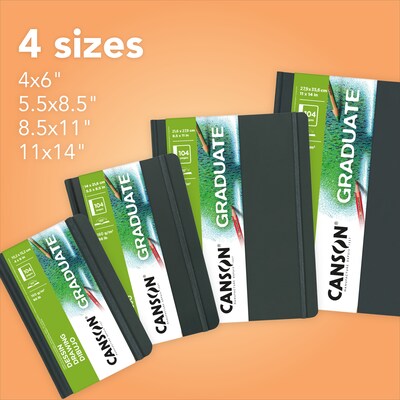 Canson Graduate 14" x 11" Drawing Sketch Book, 52 Sheets/Book (MCX31200L040)