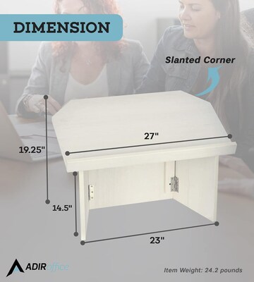 AdirOffice 19 Tabletop Lectern, White (661-05-WHI-PKG)