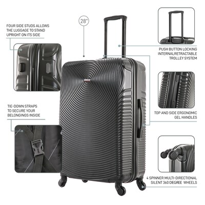 DUKAP INCEPTION 3-Piece Hardside Spinner Carry-On Luggage Set, TSA Checkpoint Friendly, Black (DKINCSML-BLK)