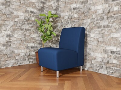 Lesro Ravenna Vinyl Guest Chair, Armless, Patriot Plus Imperial Blue/Brushed Steel (RV1102.FBS-01PPIB)