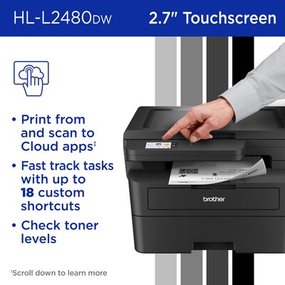 Brother RHL-L2480DW Refurbished Wireless, Black & White, All-In-One Laser Printer, Refresh Subscription Ready