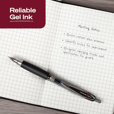 uniball 207 Retractable Gel Pens, Ultra Micro Point, 0.38mm, Black Ink, Dozen (1790922)