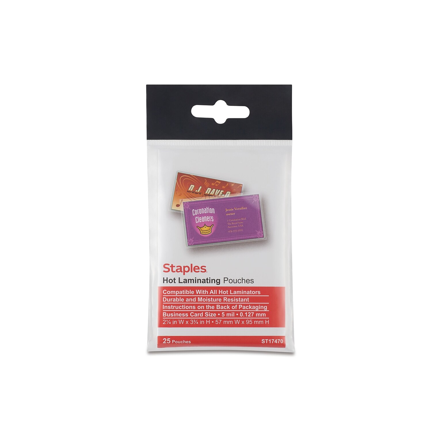 Staples Thermal Laminating Pouches, Index Card, 5 Mil, 25/Pack (5200802/5200805)