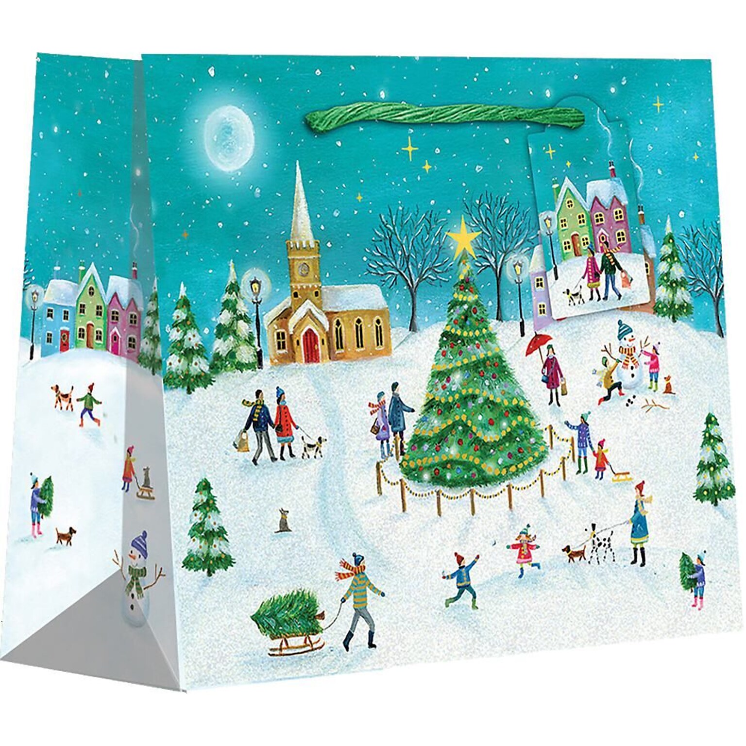 JAM Paper Christmas Village Large Gift Bags, 120/pack (526BXLT6071)