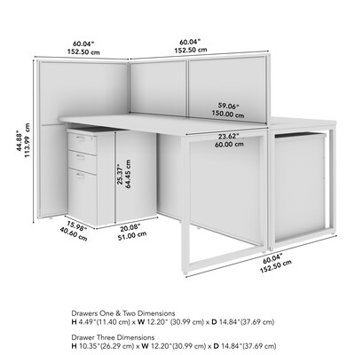 Bush Business Furniture Easy Office 45"H x 60"W 2 Person Back to Back Cubicle Panel Workstation, Natural Elm (EOD460SNE-03K)