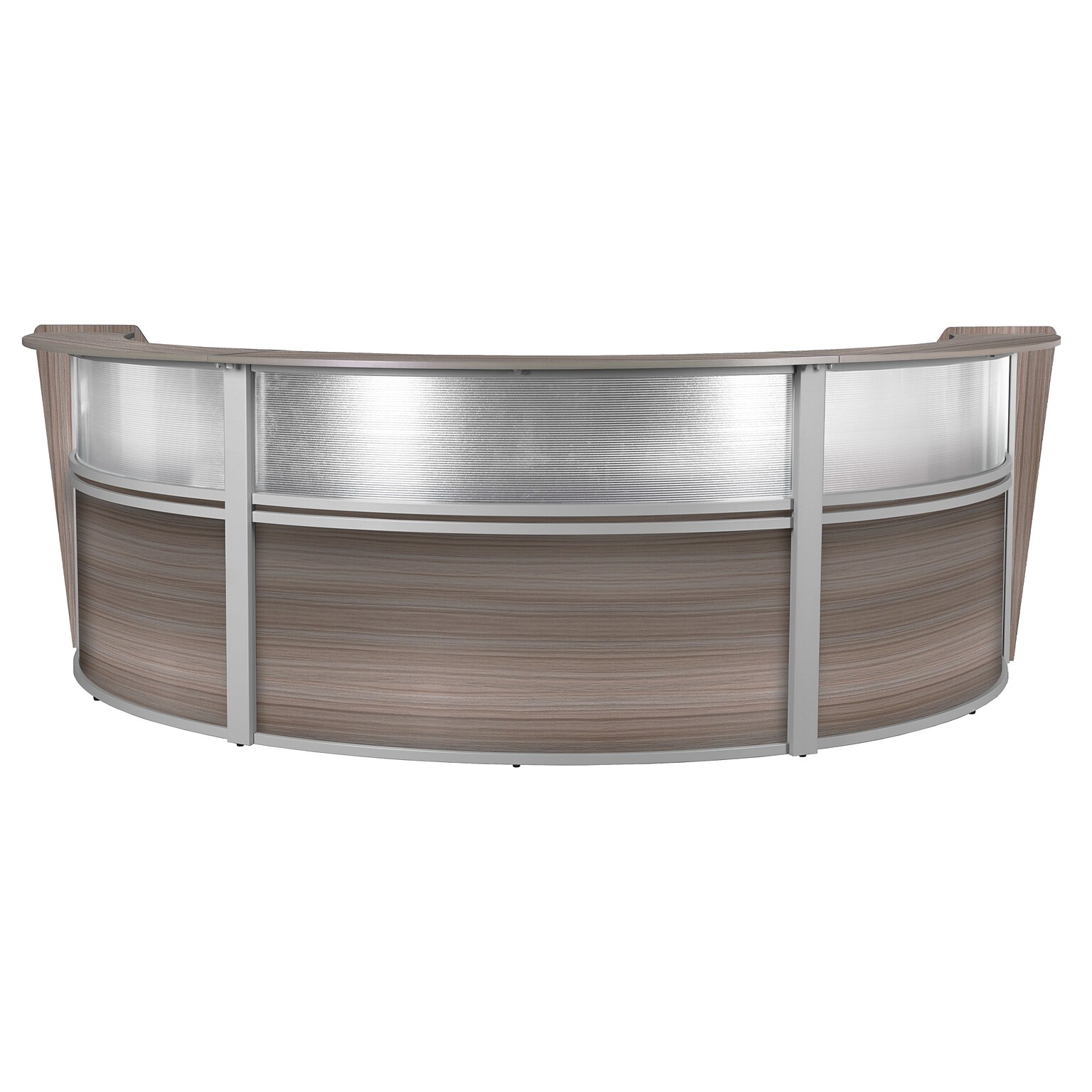 Regency Marque 144W Curved Reception Desk Workstation, Driftwood Gray (77313GY)