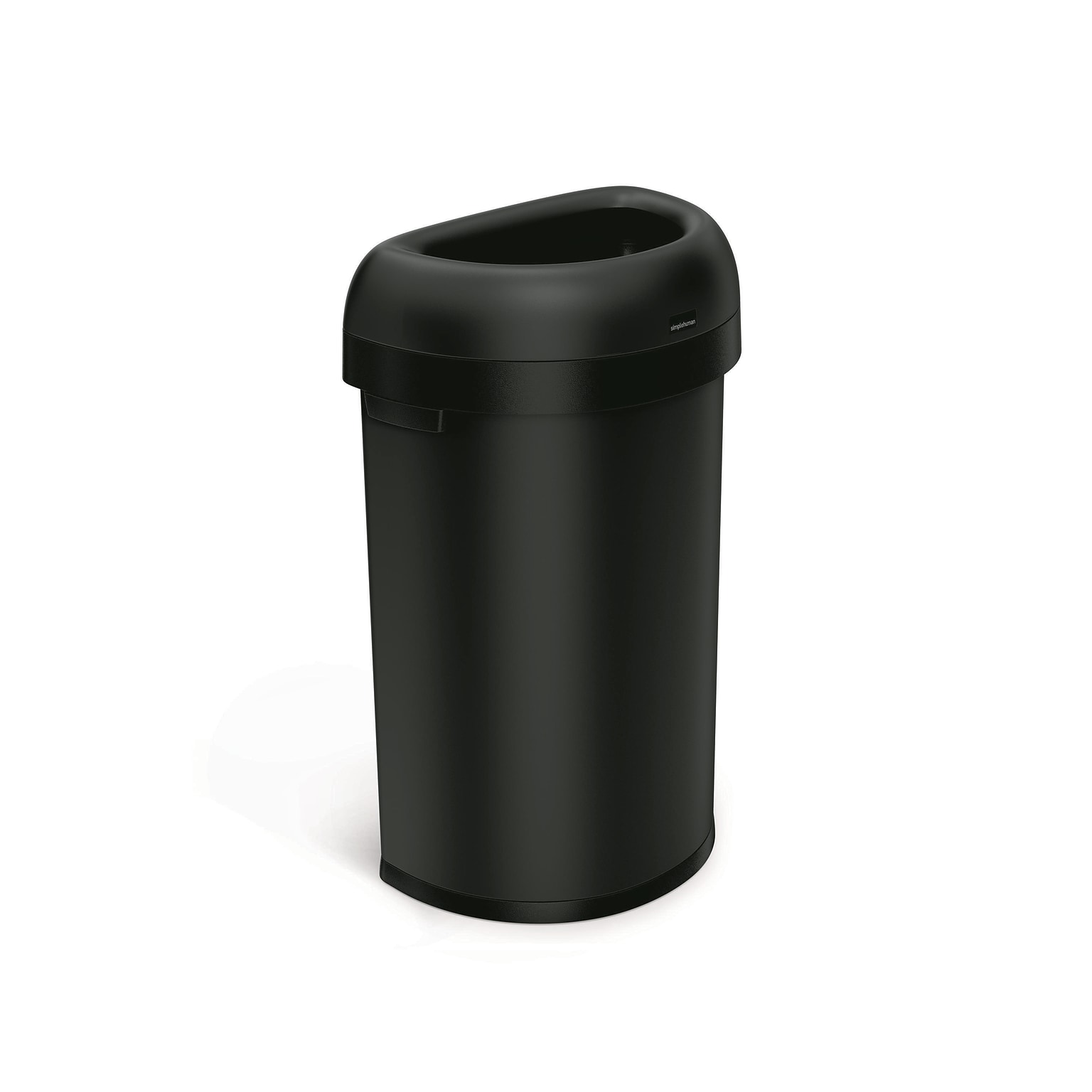 simplehuman 60L Semi-Round Can, Matte Black Heavy-Gauge Steel, Indoor Trash Can with Open Lid, 16 Gallon (CW1497)