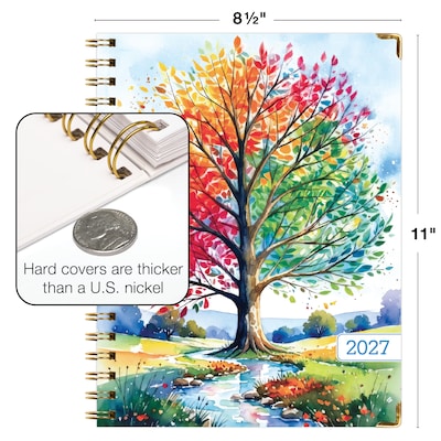 2027 Excello Brands 9" x 11" Weekly & Monthly Standard Planner, Paperboard Cover, Tree Seasons (FSHN-CY27-8511-20)