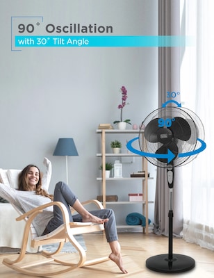 Black & Decker 18" Oscillating Pedestal Fan with Remote, 3-Speed, Black (BDSF18MB)