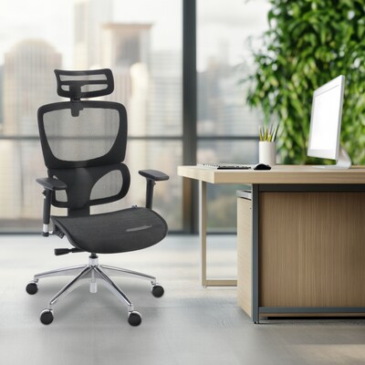 Regency Omega Mesh O-2 Tech Ergonomic Management Office Chair w/ Headrest, Black (OMG002BK)