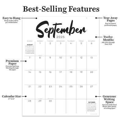2025-2026 TF Publishing 17" x 22" Academic Monthly Wall Calendar (AY26-8212)