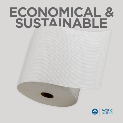 Pacific Blue Basic Recycled Hardwound Paper Towels, 1-ply, 800 ft./Roll, 6 Rolls/Carton (26601)