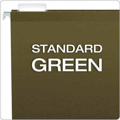 Pendaflex Reinforced Hanging File Folders, 1/5-Cut Tab, Legal Size, Standard Green, 25/Box (PFX 4153 1/5)