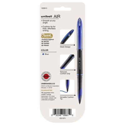 uni-ball AIR Porous Point Pens, Medium Point, 0.7mm, Blue Ink, 3/Pack (1926810)