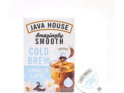 Java House French Vanilla Latte Cold Brew Coffee Pods, Medium Roast, 12/Carton (FC900L20)