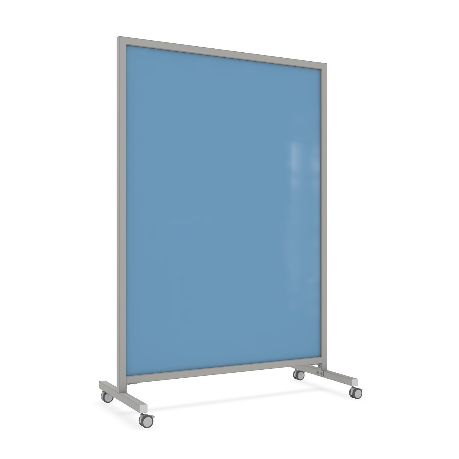 Ghent EZ Glass Mobile Dry-Erase Whiteboard, Aluminum Frame, 75H x 50W, Denim (EZ1NA7550DM)
