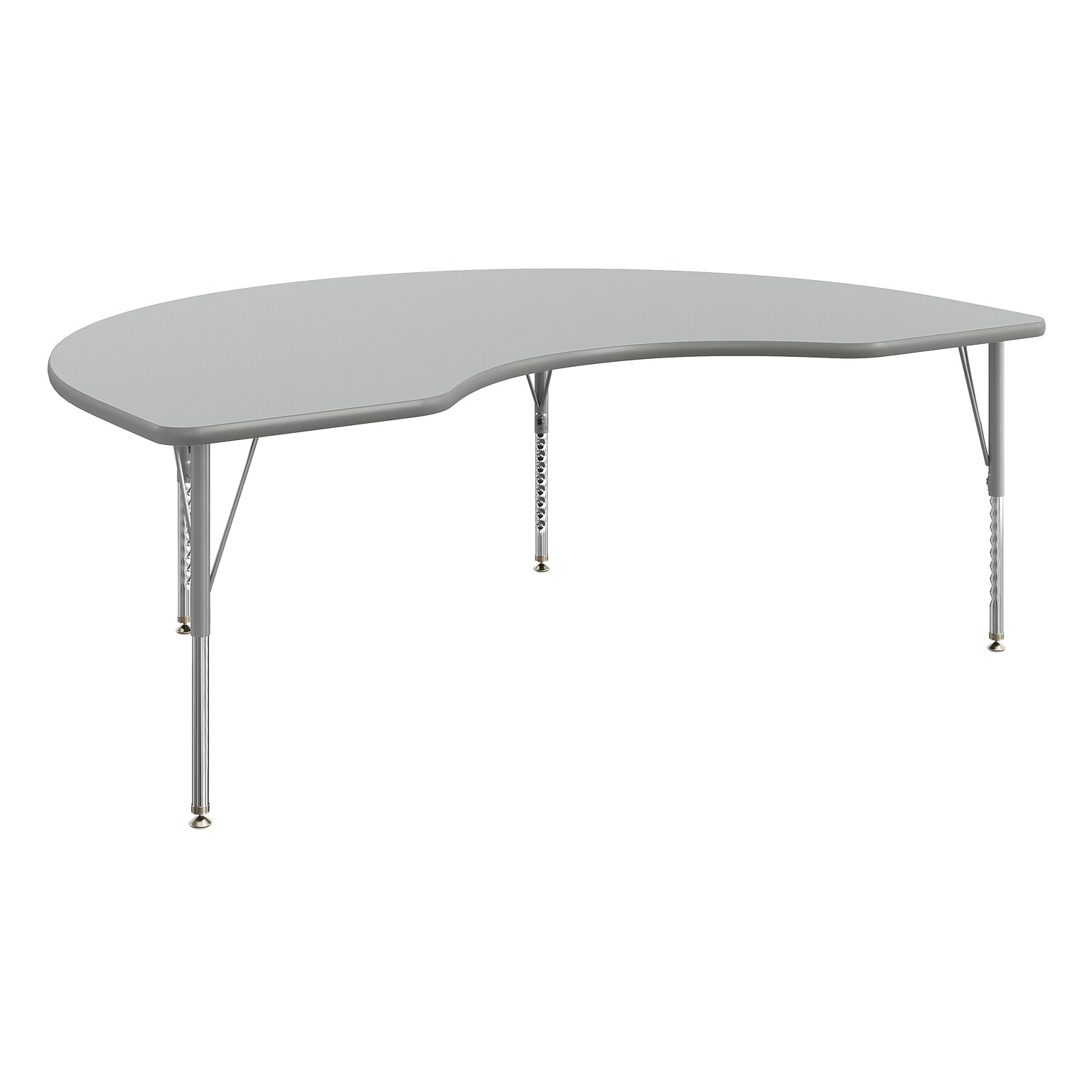 Flash Furniture Wren Kidney Activity Table, 72 x 48, Height Adjustable, Gray Top/Silver Frame (XUA4872KDGYTP)