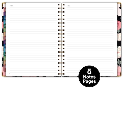 2027 Excello Brands 9" x 11" Weekly & Monthly Standard Planner, Paperboard Cover, Black Floral Pink (FSHN-CY27-8511-06)