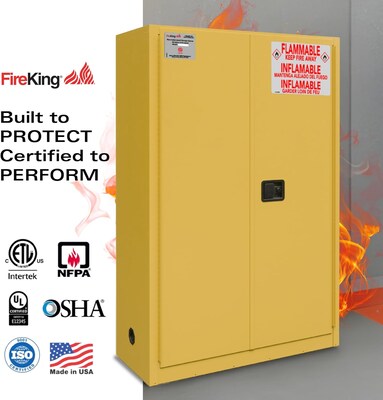 FireKing Flammable Liquids Steel Storage Cabinet, 45 gal, Manual Close, Yellow (SC45-MC-Y)
