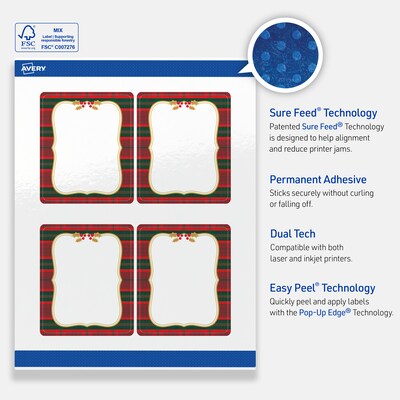 Avery Rectangle Multipurpose Labels, 4" x 3-1/3", White, 40/Pack (19479370507)
