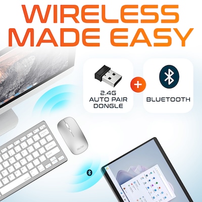 Delton N35/SW60 Wireless Keyboard and Mouse & Swivel Tablet Stand Bundle, White (DTTKITN35WWSW60)