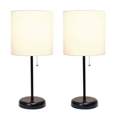 Creekwood Home Oslo 19.5 LED Table Lamp with USB Port, Black Base/White Shade, 2/Set (CWT-2011-BA-2
