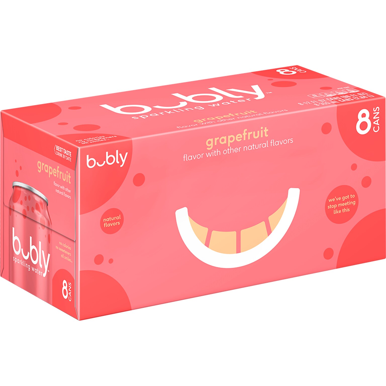 Bubly Grapefruit Flavor Sparkling Water, 12 fl. oz., 8 Cans/Pack, 3 Packs/Carton (17147)