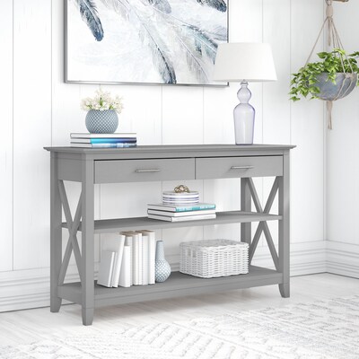 Bush Furniture Key West 47" x 16" Console Table with Drawers and Shelves, Cape Cod Gray (KWT248CG-03)