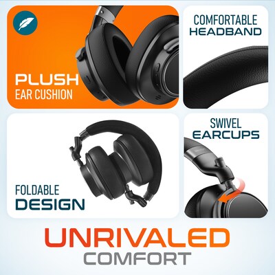 Delton M201 Wireless Active Noise Cancelling Bluetooth Stereo Business Computer Headset, Black (DBHM201D)