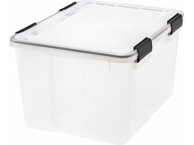 Iris WeatherPro Stackable Polypropylene Storage Box, 11.75 x 19.7 x 15.75, 46 Qt., Clear, 6/Pack