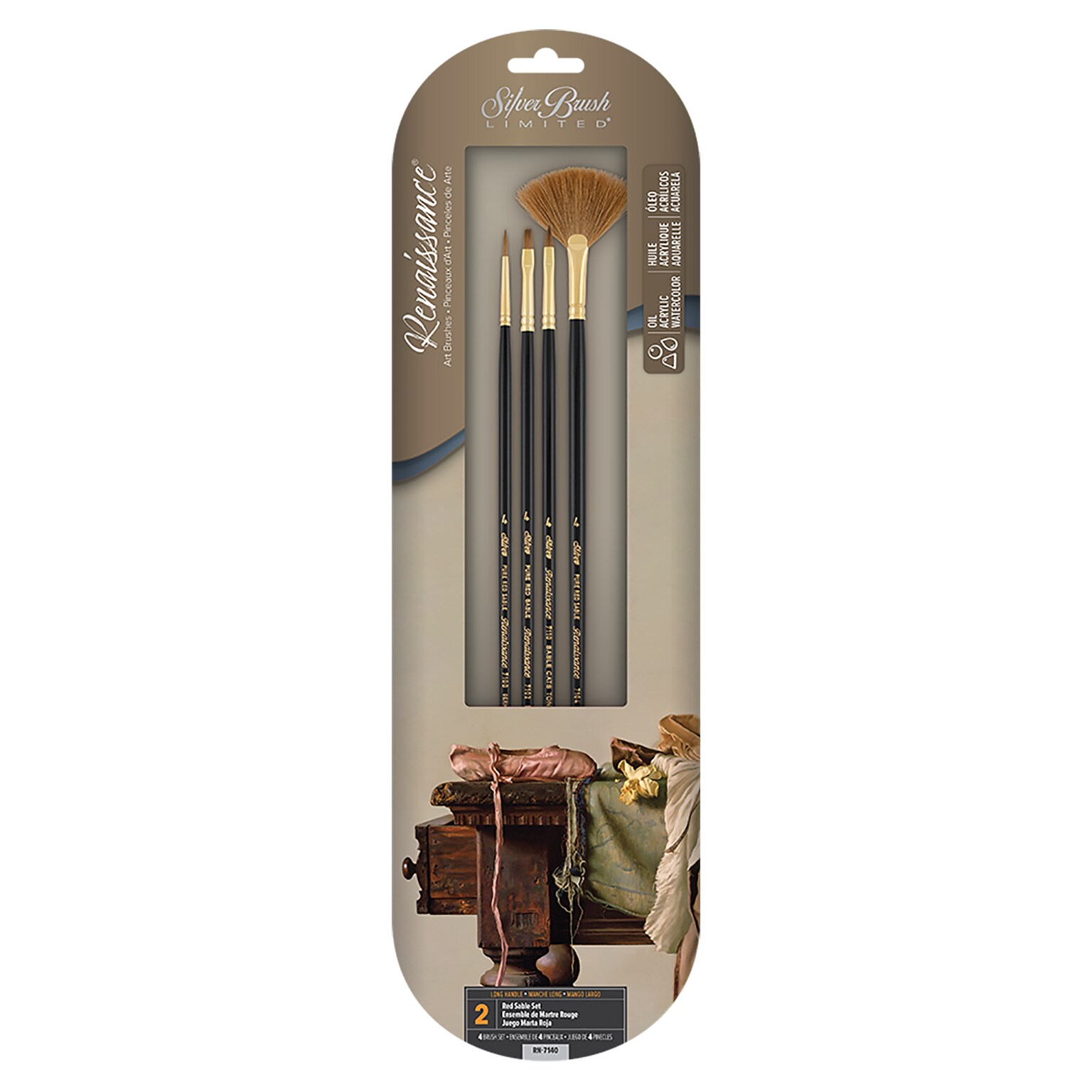 Silver Brush Renaissance Brushes, 4/Pack (SLVRN7140)