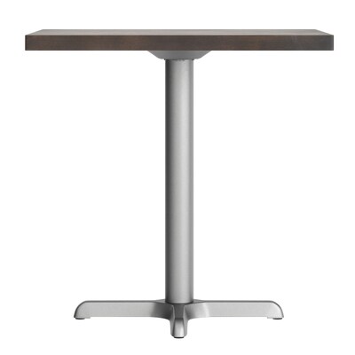 Flash Furniture Bennett Wooden Commercial Indoor Table, 30" x 24", Dark Brown Top/Silver Base (GSF2430DBT2222S
