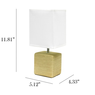 Simple Designs Petite Faux Stone Table Lamp Fabric Shade, Beige with White Shade (LT2072-BGE)