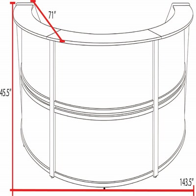 Regency Marque 147"W Curved Triple-Unit Reception Desk, Noble Oak, 77293NO (77293NO)