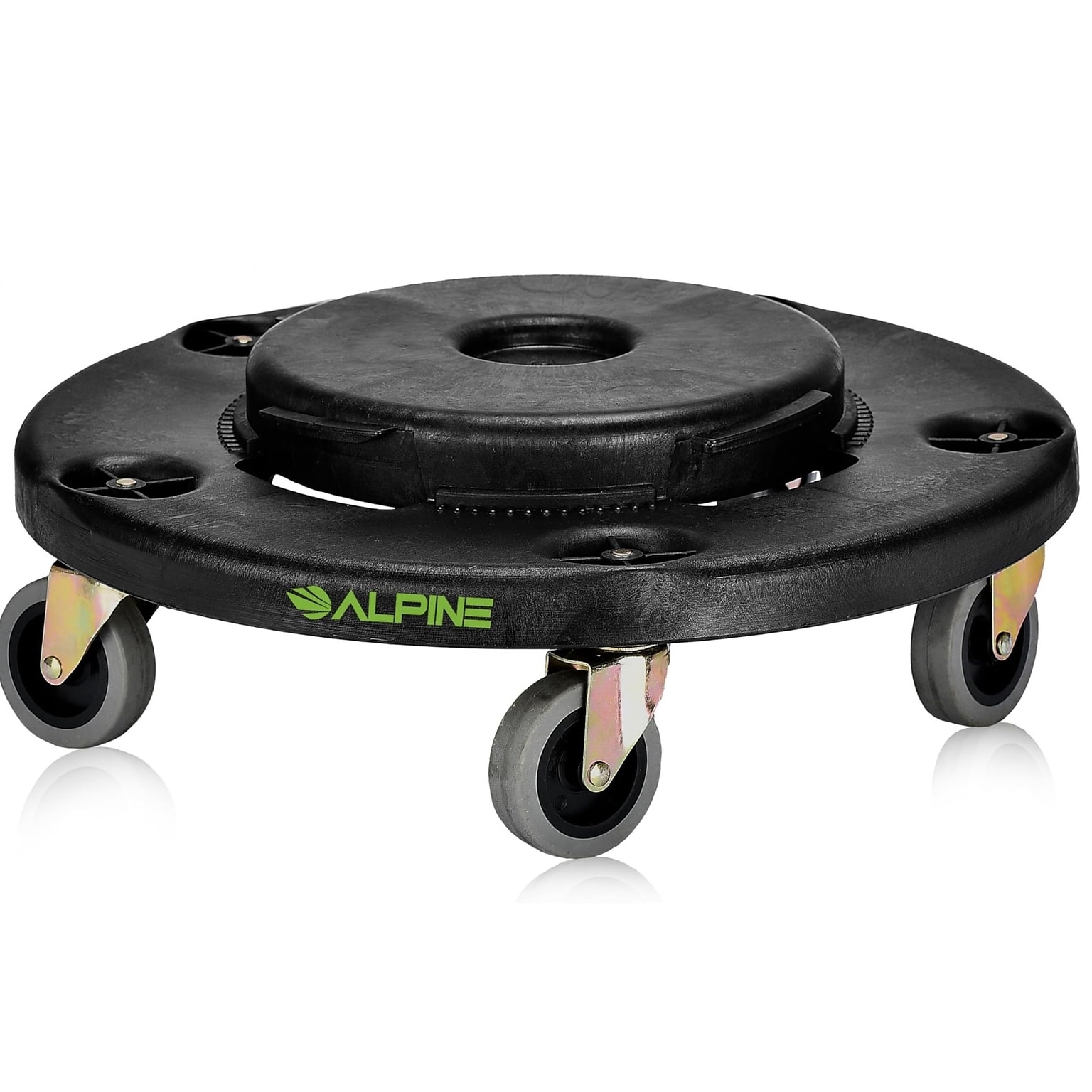 Alpine Industries Round Trash Can Dolly, 500 lb. Weight Capacity, Black (471-32-DOLLY)