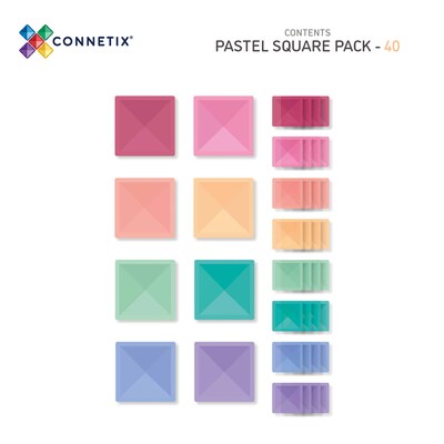 Connetix Magnetic Tiles Pastel Square Pack, 40 Pieces (CNTP00040SQ)