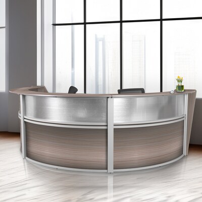 Regency Marque 144W Curved Reception Desk Workstation, Driftwood Gray (77313GY)