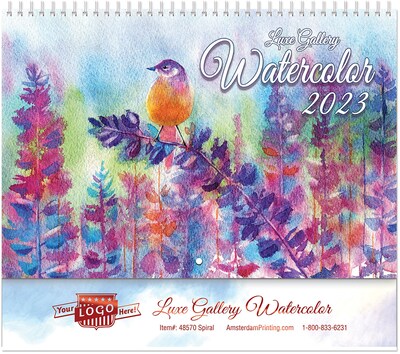 Custom Water Color Spiral Wall Calendar