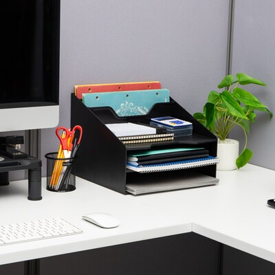 Mind Reader 5-Compartment Plastic Desk Tray, Black (ANCHBOX5-BLK)