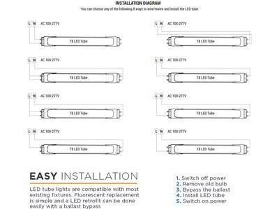 Viribright 22-Watt Daylight LED Ballast Bypass Bulb, 10/Box (518921-10)