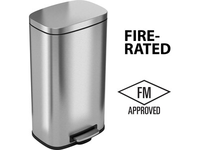 HLS Commercial Stainless Steel Trash Can with Hinged Lid, 8-Gallon, Silver (HLSS08RFR)