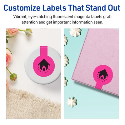 Avery Lollipop Laser/Inkjet Multipurpose Labels, 1.5" x 4", Neon Magenta (80/Pack)