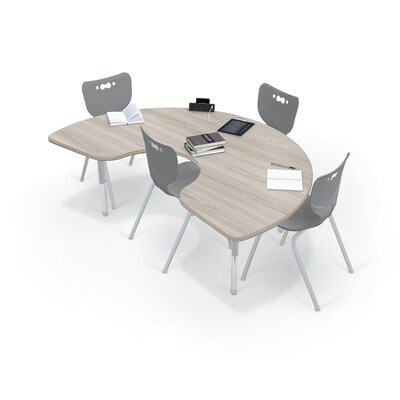 MooreCo Hierarchy Kidney Shaped Table, 72W x 48D, Grey Elm/Platinum Base (703673562867)