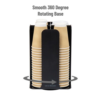 Mind Reader 4-Compartment Cup and Lid Carousel Coffee Countertop Organizer, Black (CDISP-BLK)
