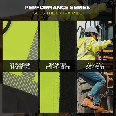 Ergodyne GloWear 8318BK High Visibility Long Sleeve Black Bottom Hooded Zip-Up Sweatshirt, ANSI Type R Class 3, Lime, 3XL