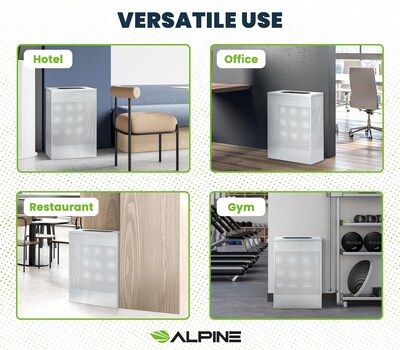 Alpine Industries Stainless Steel Trash Can, 13 Gallon, Silver (ALP438-13-SS)